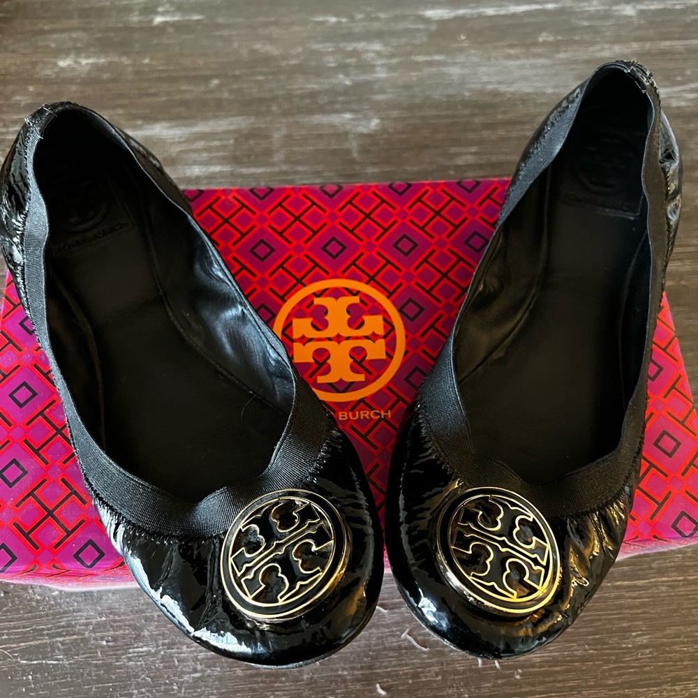 Tory Burch Black Patent Ballet Flats